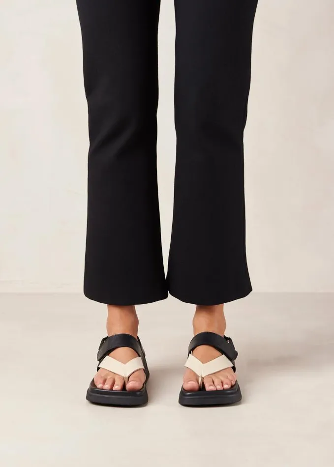 ALOHAS Sandals Women Decade 8211 Black And White Leather Sandals