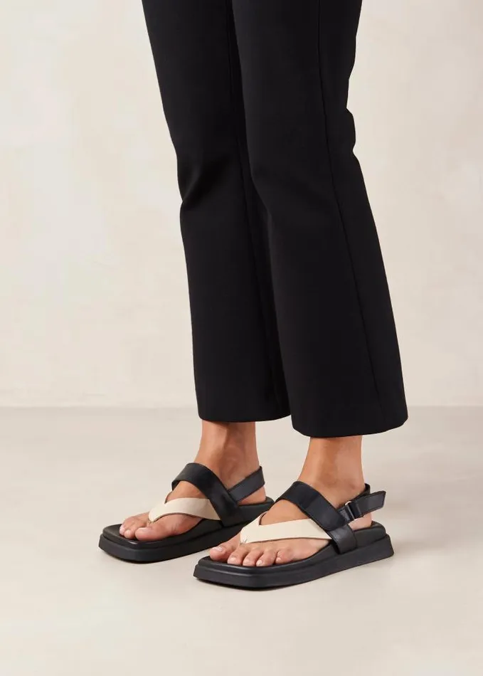 ALOHAS Sandals Women Decade 8211 Black And White Leather Sandals