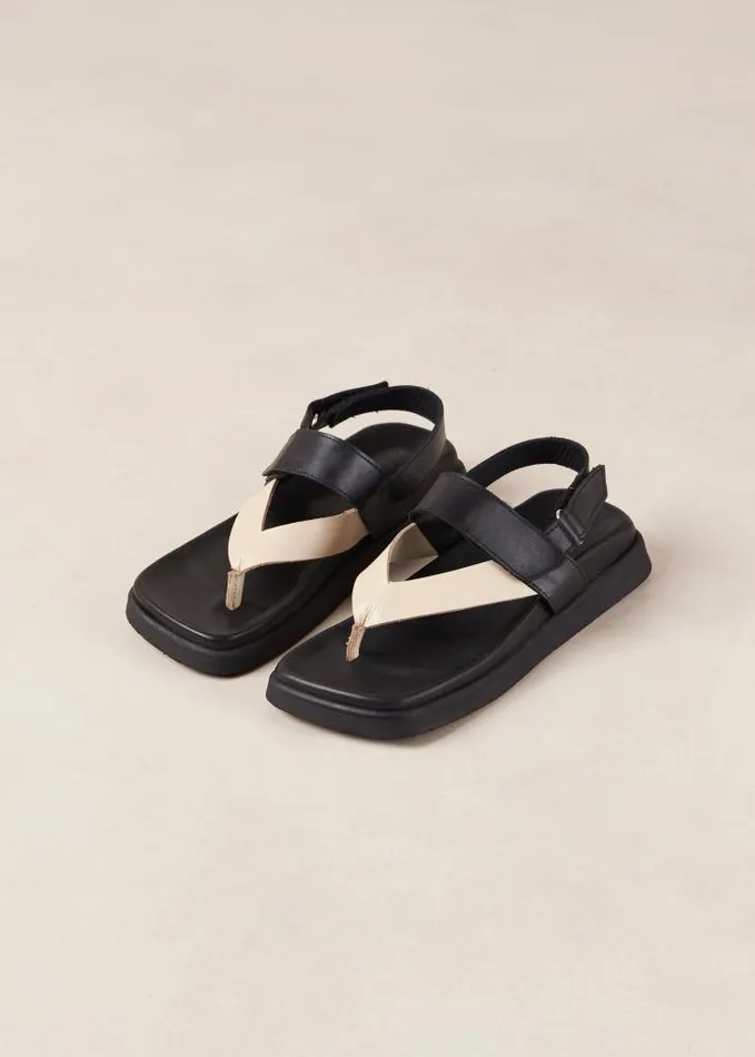 ALOHAS Sandals Women Decade 8211 Black And White Leather Sandals