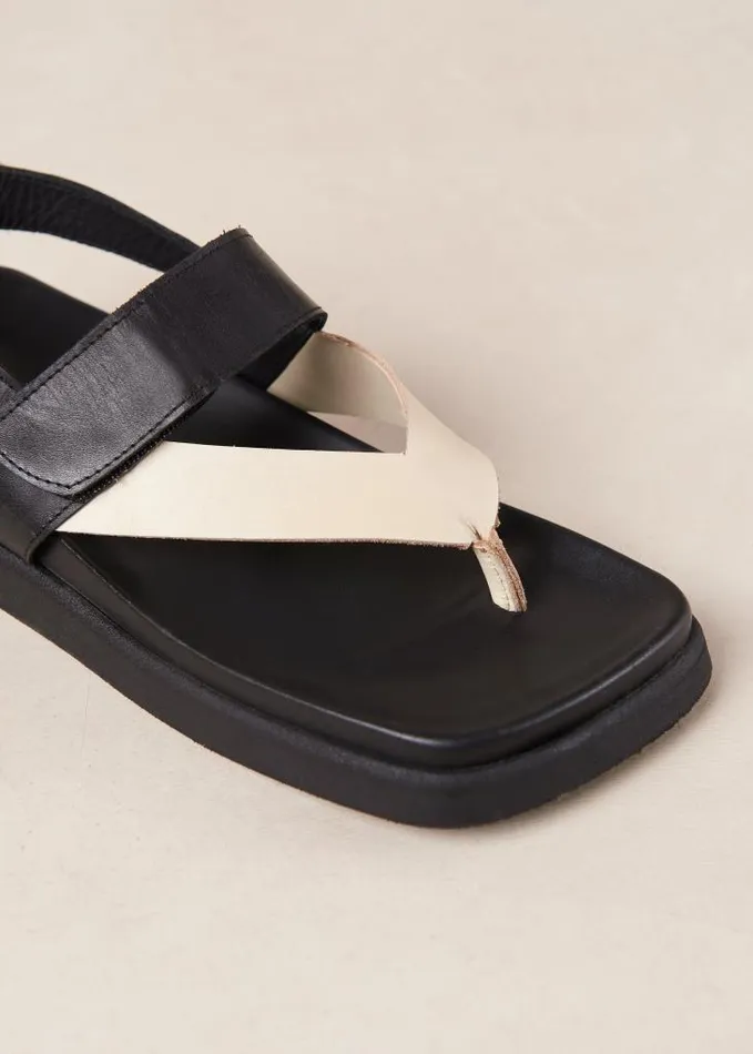 ALOHAS Sandals Women Decade 8211 Black And White Leather Sandals