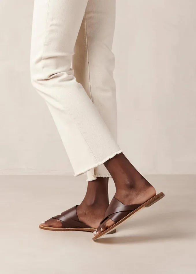 ALOHAS Sandals Women Eugene 8211 Brown Leather Thong Sandals
