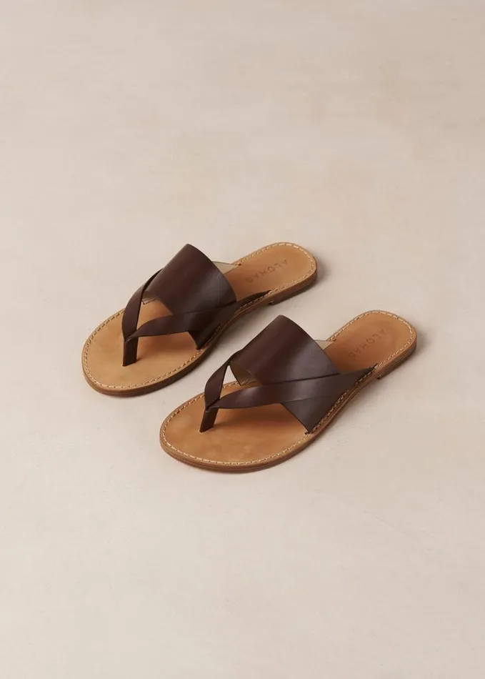 ALOHAS Sandals Women Eugene 8211 Brown Leather Thong Sandals