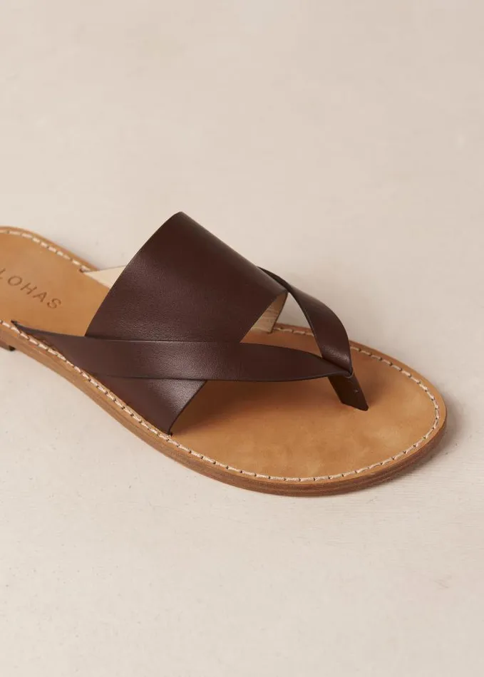 ALOHAS Sandals Women Eugene 8211 Brown Leather Thong Sandals