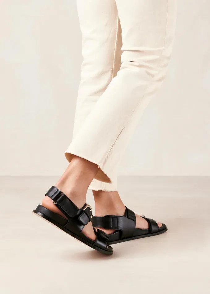 ALOHAS Sandals Women Leone 8211 Black Leather Sandals