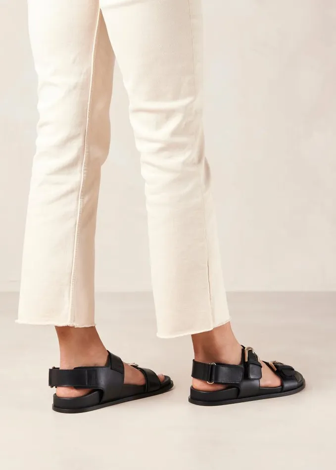 ALOHAS Sandals Women Leone 8211 Black Leather Sandals