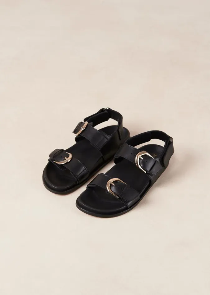 ALOHAS Sandals Women Leone 8211 Black Leather Sandals