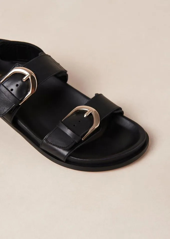 ALOHAS Sandals Women Leone 8211 Black Leather Sandals