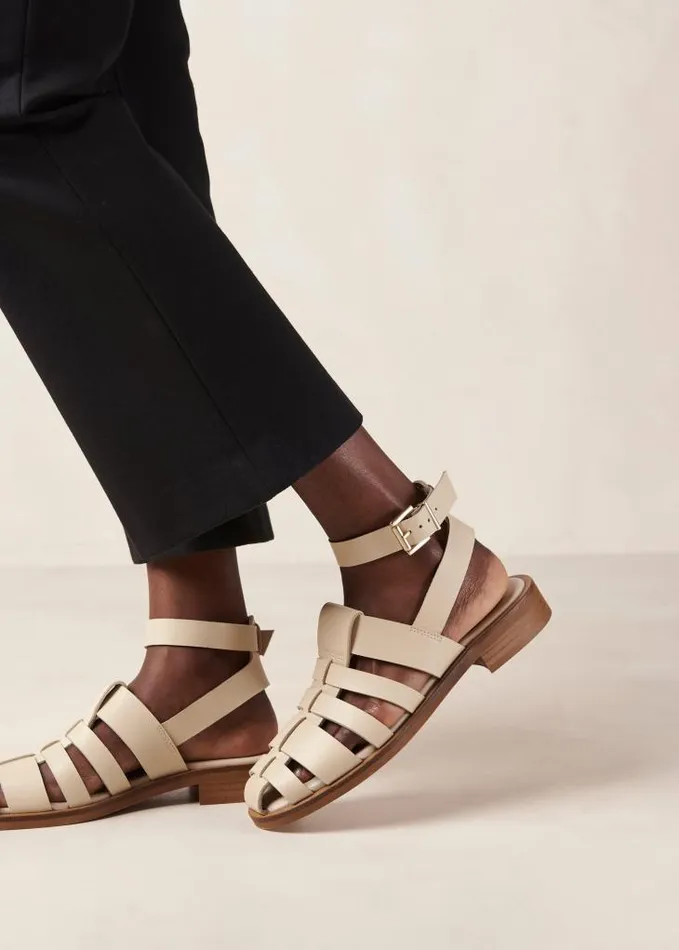 ALOHAS Sandals Women Perry 8211 Cream Leather Sandals