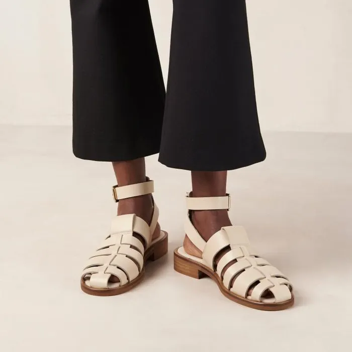ALOHAS Sandals Women Perry 8211 Cream Leather Sandals