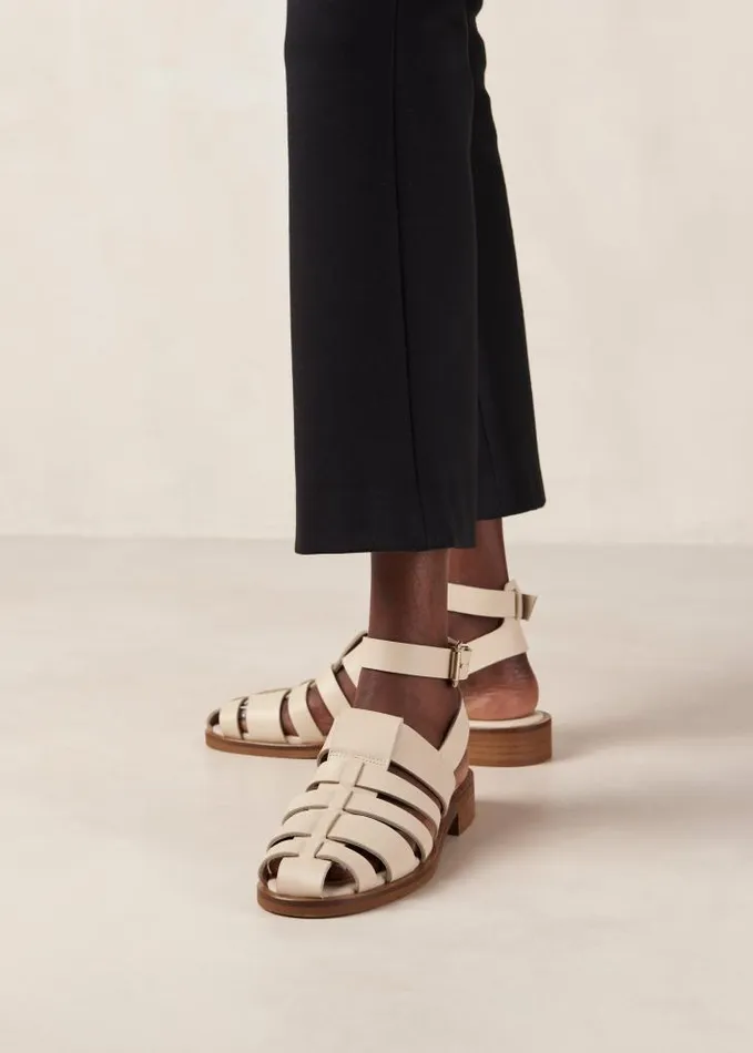 ALOHAS Sandals Women Perry 8211 Cream Leather Sandals
