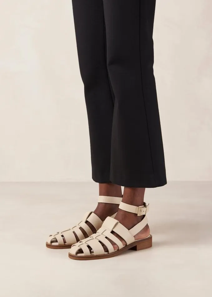 ALOHAS Sandals Women Perry 8211 Cream Leather Sandals