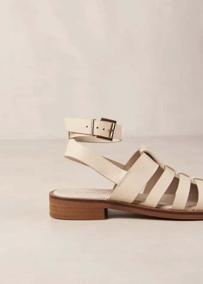 ALOHAS Sandals Women Perry 8211 Cream Leather Sandals