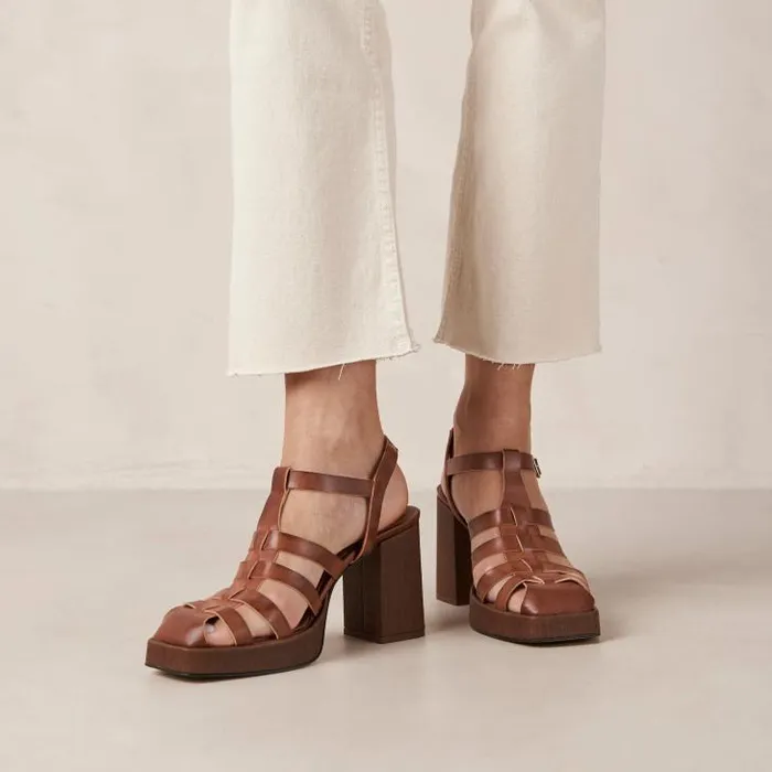 ALOHAS Sandals Women Rollers 8211 Brown Vegan Leather Sandals