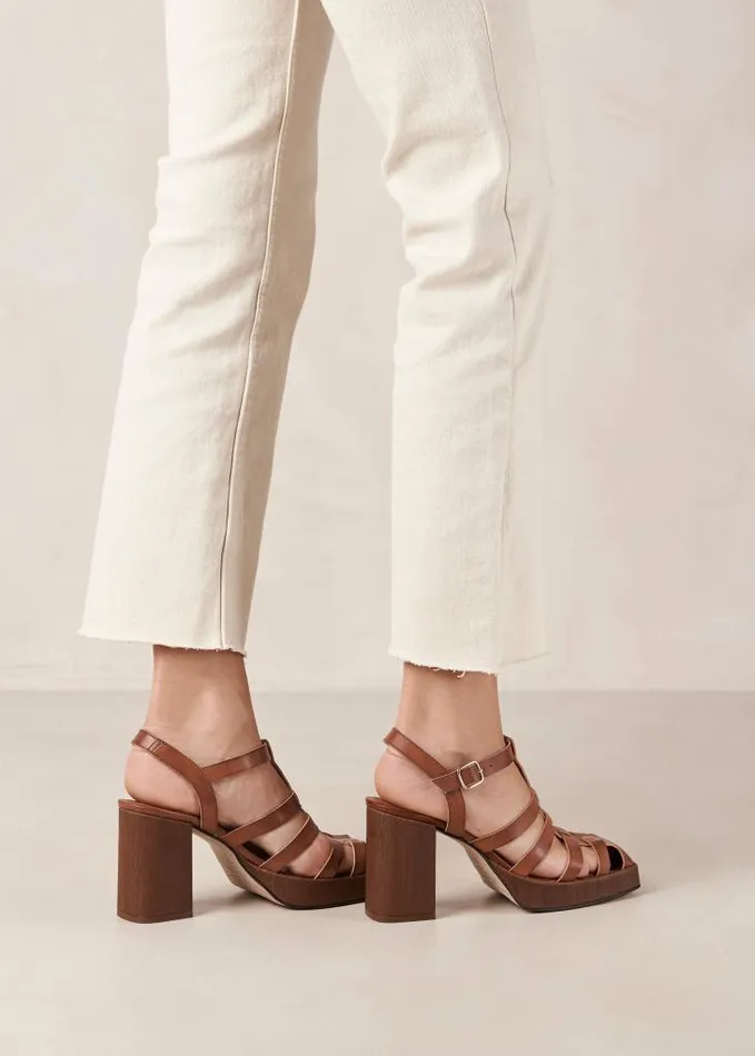 ALOHAS Sandals Women Rollers 8211 Brown Vegan Leather Sandals