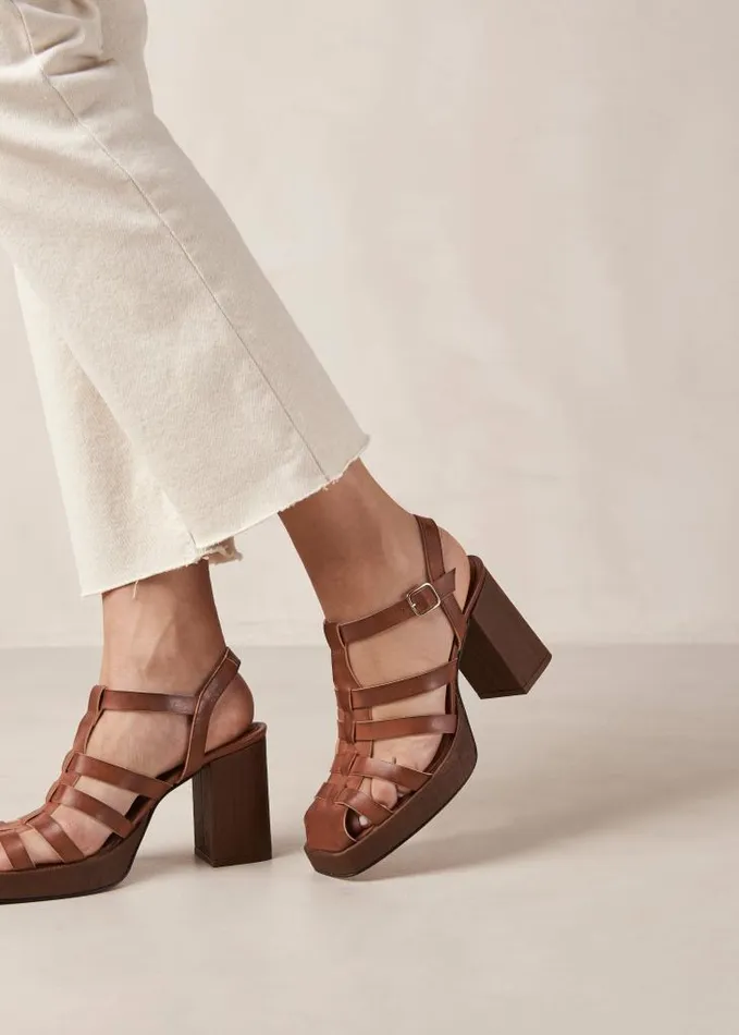 ALOHAS Sandals Women Rollers 8211 Brown Vegan Leather Sandals