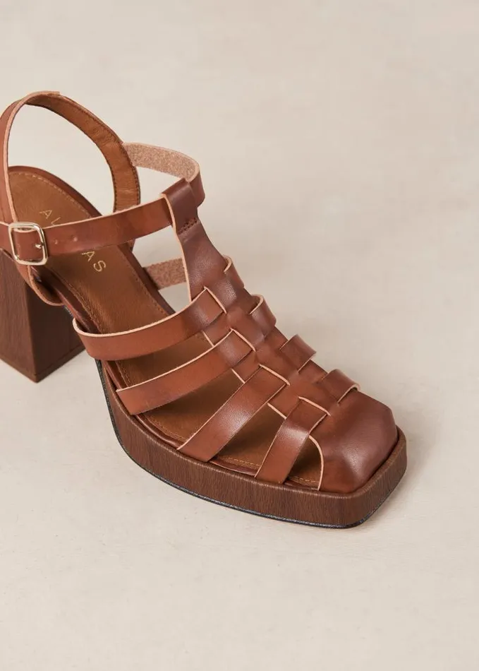 ALOHAS Sandals Women Rollers 8211 Brown Vegan Leather Sandals