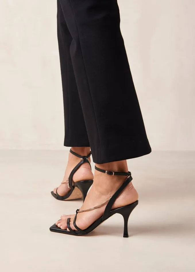 ALOHAS Sandals Women Straps Chain 8211 Black Leather Sandals
