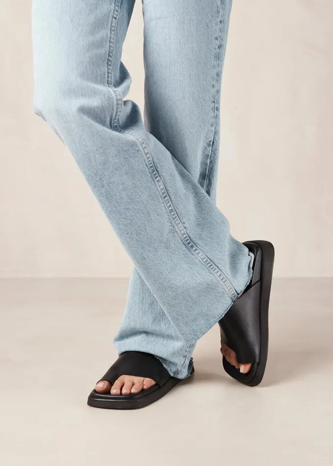 ALOHAS Sandals Women Toe Ring Flop Black