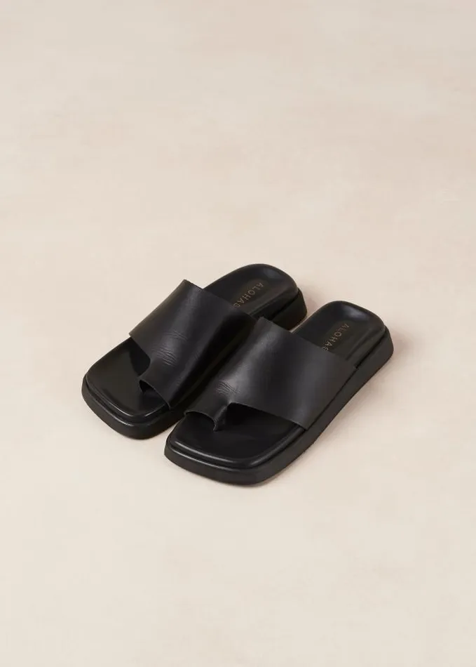 ALOHAS Sandals Women Toe Ring Flop Black