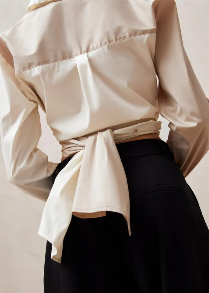ALOHAS Shirts Women Angela 8211 Cream And Beige Cotton Shirt