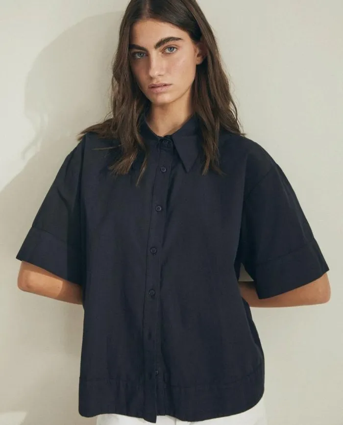 ALOHAS Shirts Women Zeal 8211 Black Cotton Shirt