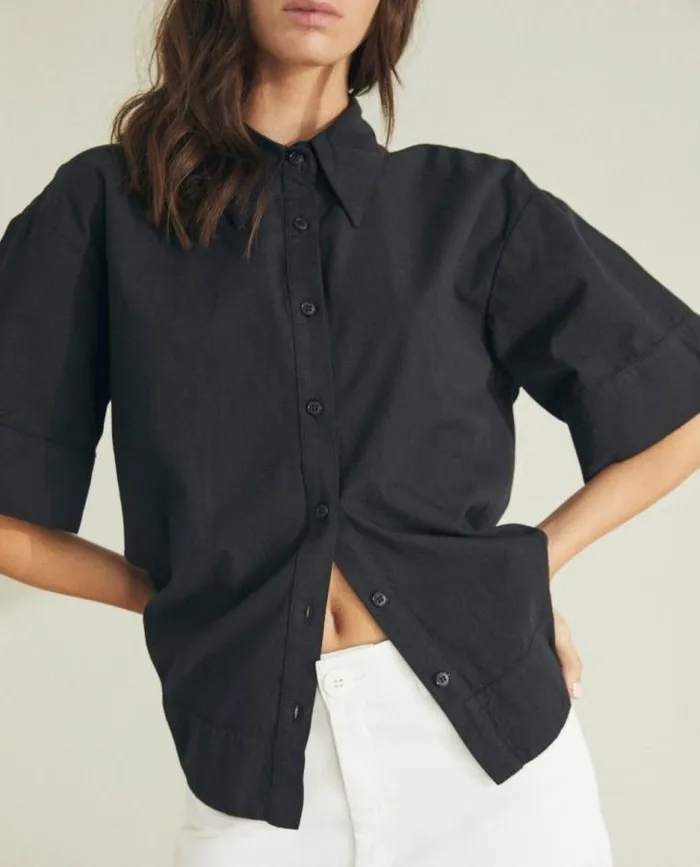 ALOHAS Shirts Women Zeal 8211 Black Cotton Shirt