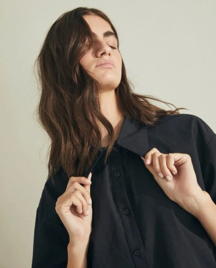 ALOHAS Shirts Women Zeal 8211 Black Cotton Shirt