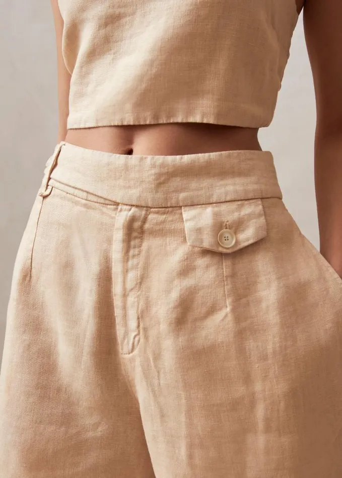ALOHAS Shorts Women Boa 8211 Beige Linen Shorts