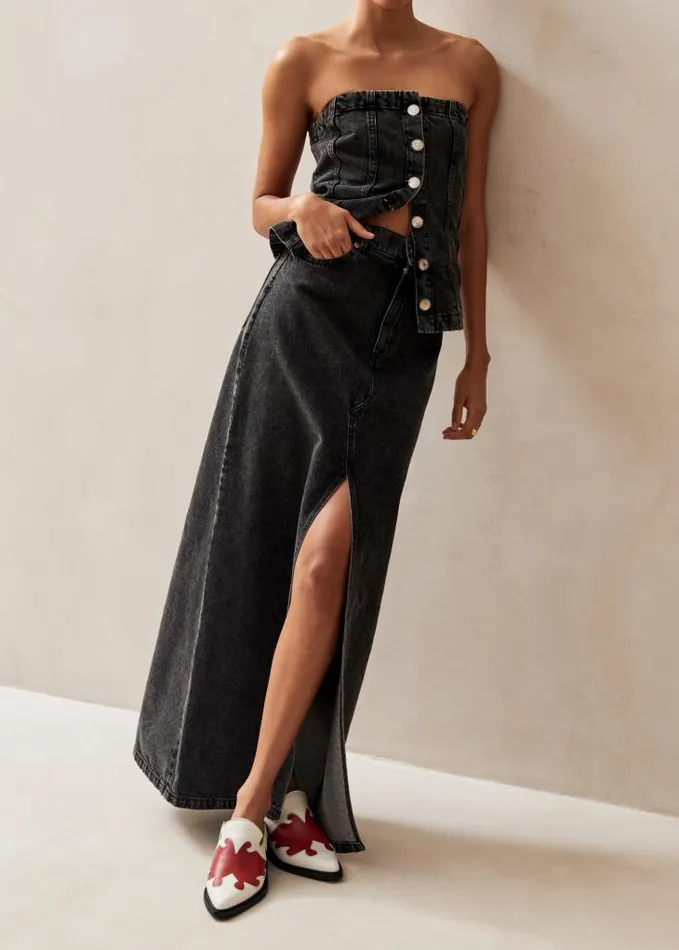 ALOHAS Skirts Women Mariana 8211 Black Denim Skirt