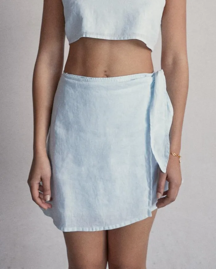 ALOHAS Skirts Women Romance 8211 Blue Linen Skirt