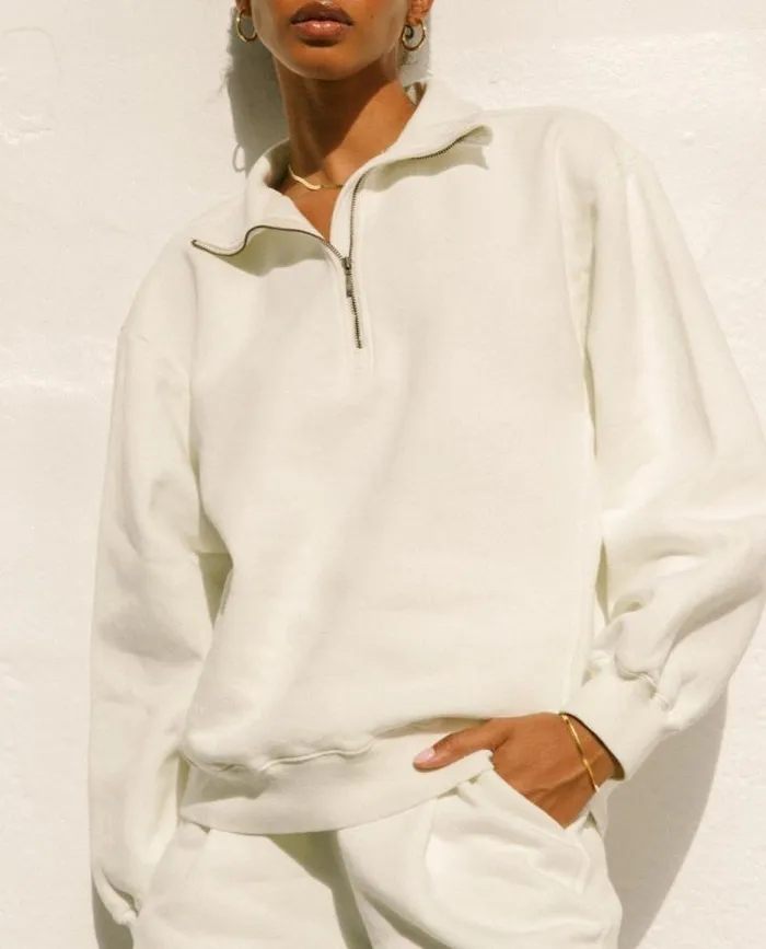 ALOHAS Sportswear Women Macchiato 8211 White Cotton Top