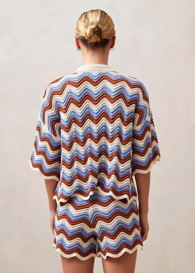 ALOHAS Sweaters and Cardigans Women Messina 8211 Blue and Brown Multicolor Knit Sweater ALOHAS Sweaters and Cardigans Women Messina 8211 Blue and Brown Multicolor Knit Sweater