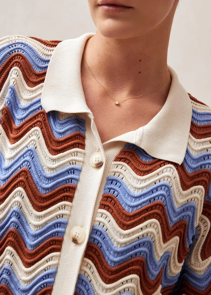 ALOHAS Sweaters and Cardigans Women Messina 8211 Blue and Brown Multicolor Knit Sweater
