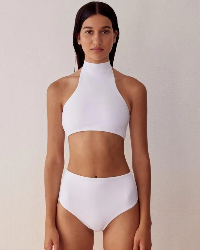 ALOHAS Swimwear Women The Higher 8211 White Econyl Bikini Bottom