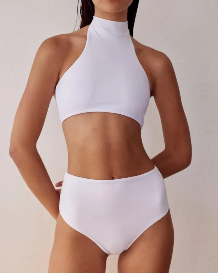 ALOHAS Swimwear Women The Higher 8211 White Econyl Bikini Bottom