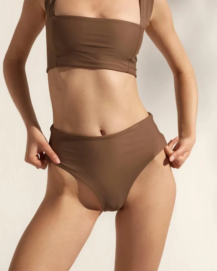 ALOHAS Swimwear Women The Pentagon 8211 Brown Recycled Nylon Bikini Bottom