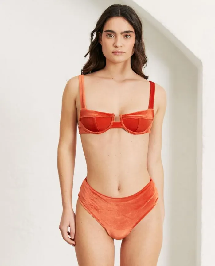 ALOHAS Swimwear Women The Pentagon 8211 Orange Velvet Bikini Bottom