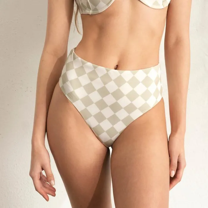 ALOHAS Swimwear Women The Pentagon 8211 White And Green Recycled Nylon Bikini Bottom