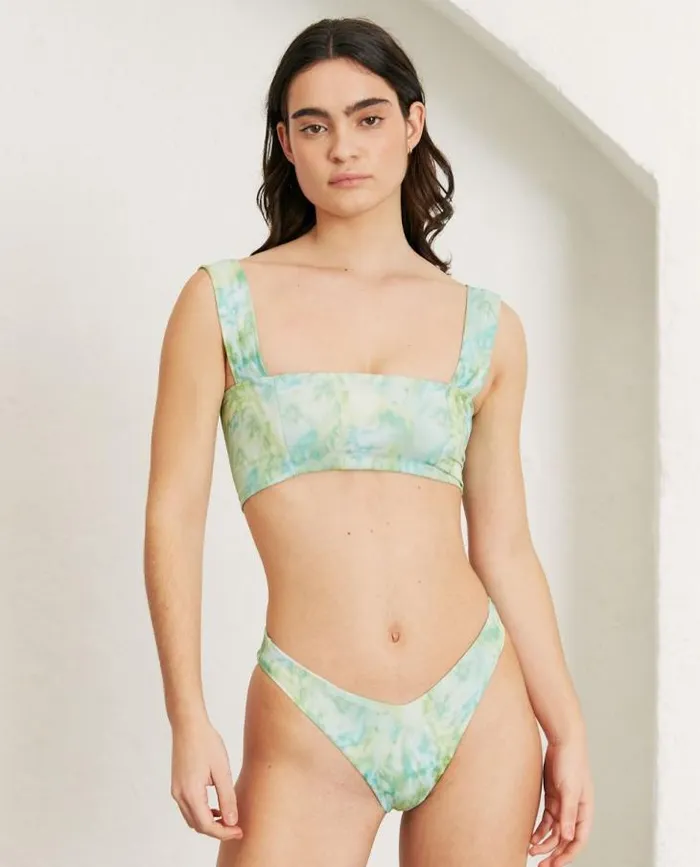 ALOHAS Swimwear Women The Square 8211 Green Recycled Nylon Bikini Top