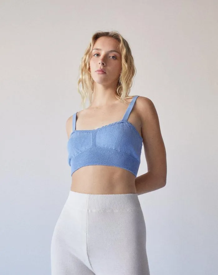 ALOHAS Tops Women Charm 8211 Blue Knit Top