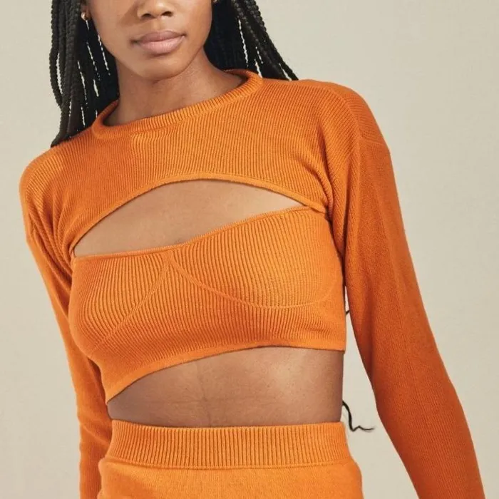 ALOHAS Tops Women Hustle 8211 Orange Knit Top