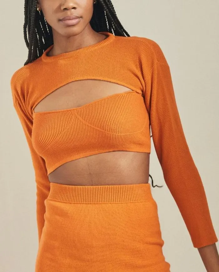 ALOHAS Tops Women Hustle 8211 Orange Knit Top