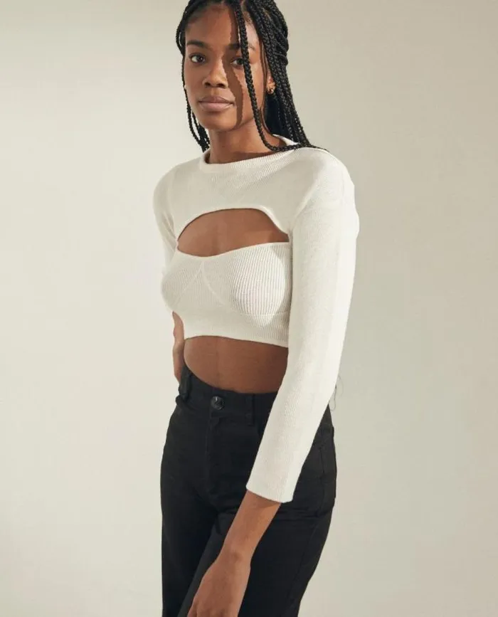 ALOHAS Tops Women Hustle 8211 White Knit Top