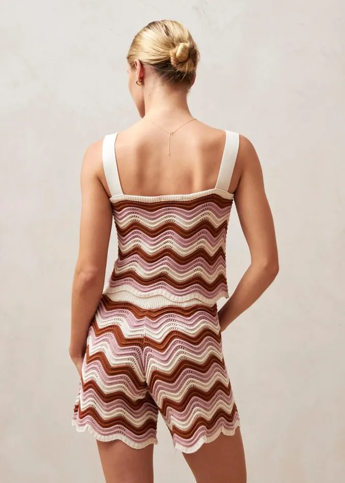 ALOHAS Tops Women Macari 8211 Pink and Brown Multicolor Knit Top