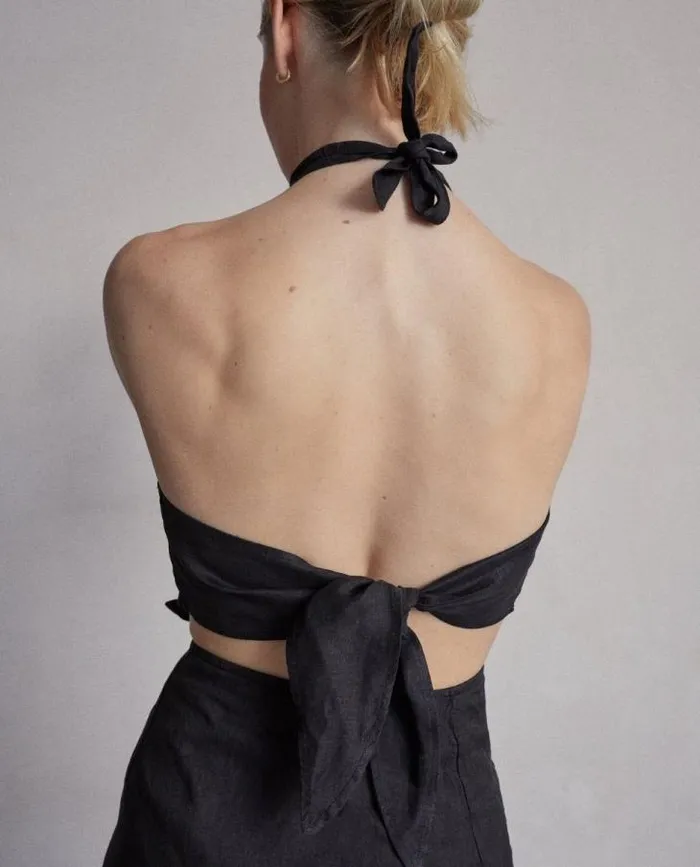 ALOHAS Tops Women Poetry 8211 Black Linen Top