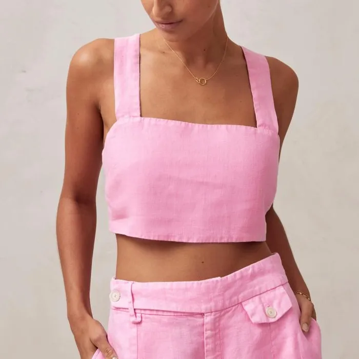ALOHAS Tops Women Rai 8211 Pink Linen Top
