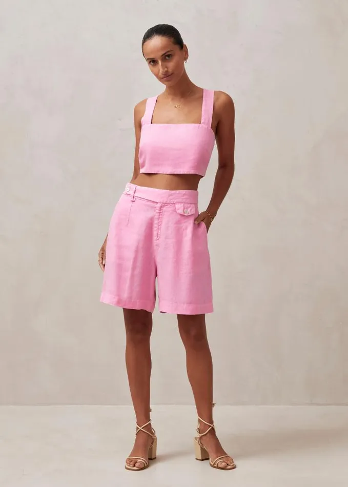 ALOHAS Tops Women Rai 8211 Pink Linen Top