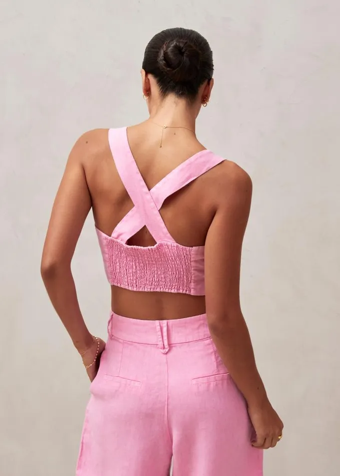 ALOHAS Tops Women Rai 8211 Pink Linen Top