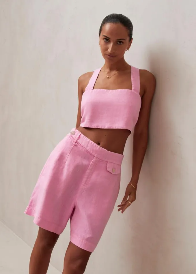 ALOHAS Tops Women Rai 8211 Pink Linen Top