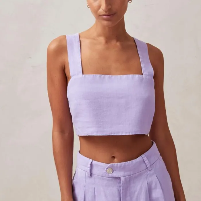 ALOHAS Tops Women Rai 8211 Purple Linen Top